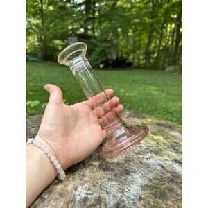Vintage Single Pink Depression Glass Candle Stick Holder